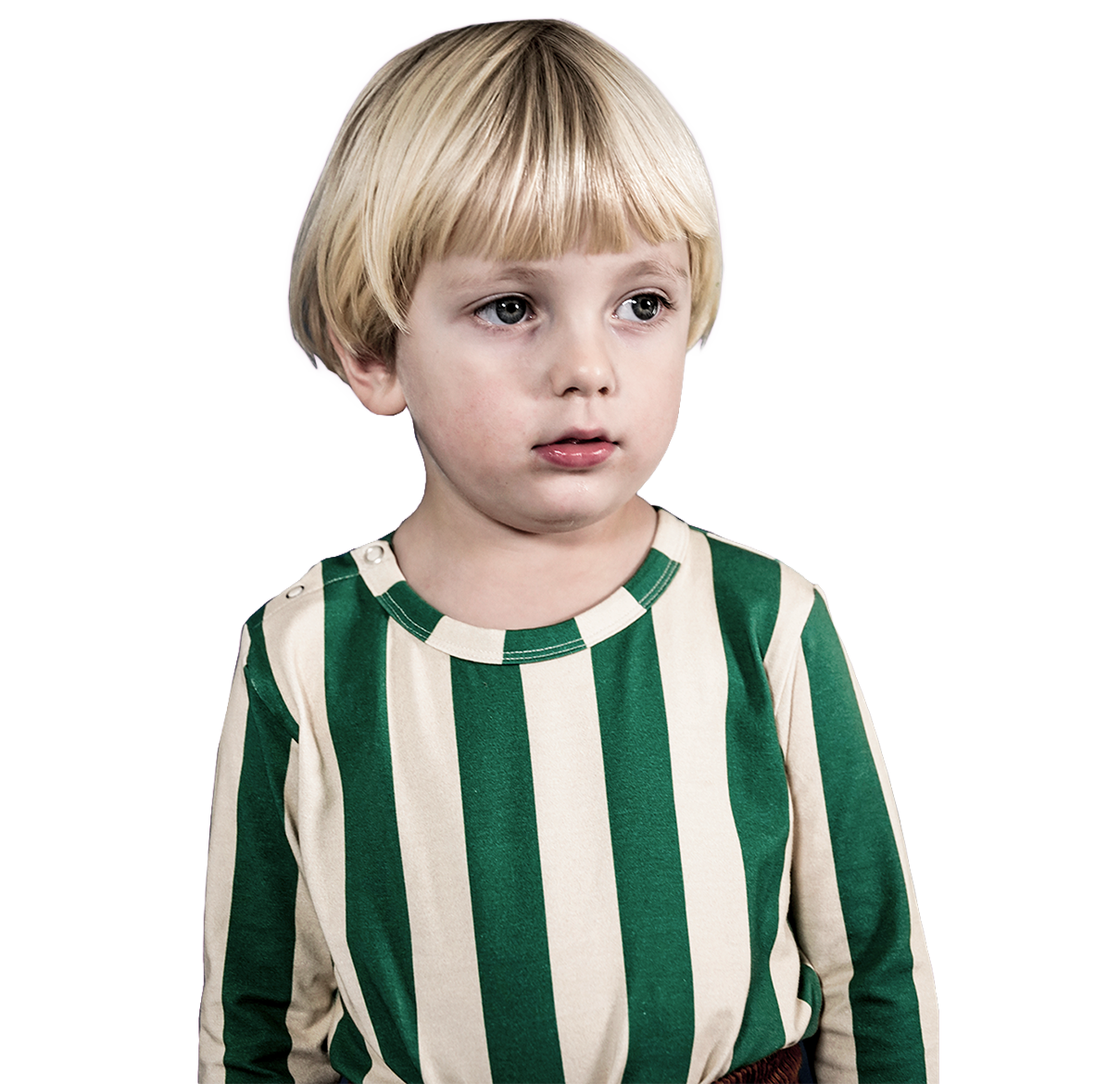 Green stripe long sleeve top