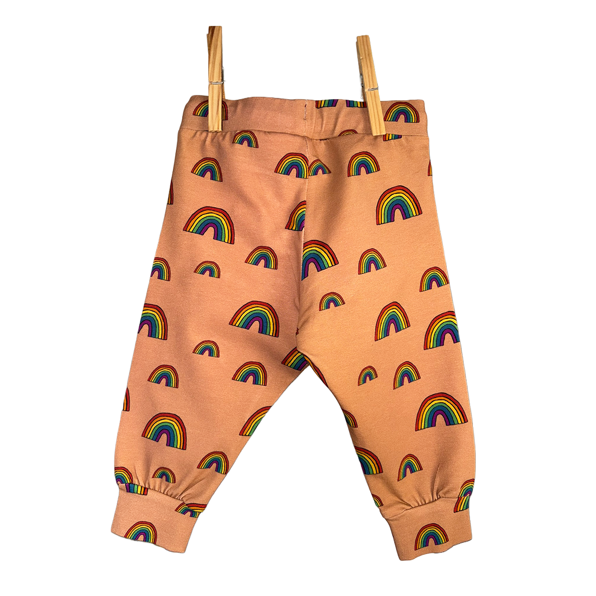 Organic cotton stretch joggers with  rainbow print