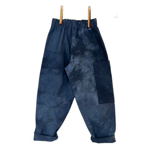 Blue hand dyed cotton trousers 3-4 Years