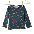Blue long sleeve top with rainbows