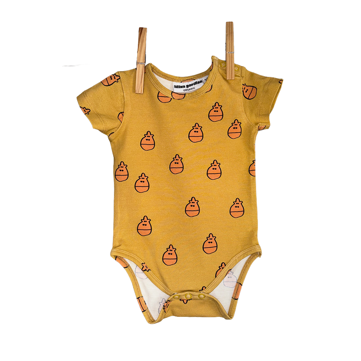 Organic cotton babybody with gorilla head print