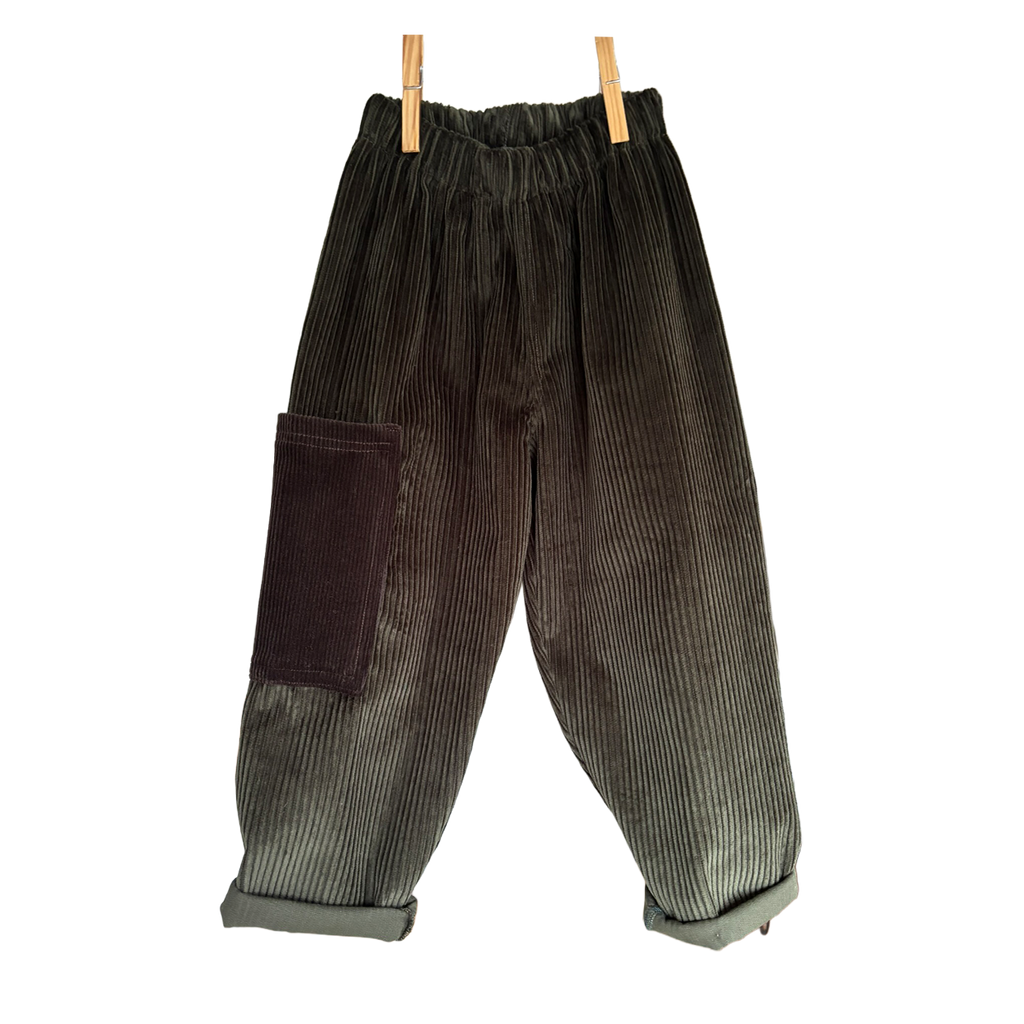 Green cotton corduroy trousers