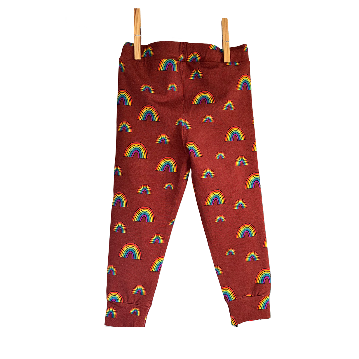 Organic cotton 'cinnamon' joggers in rainbow print
