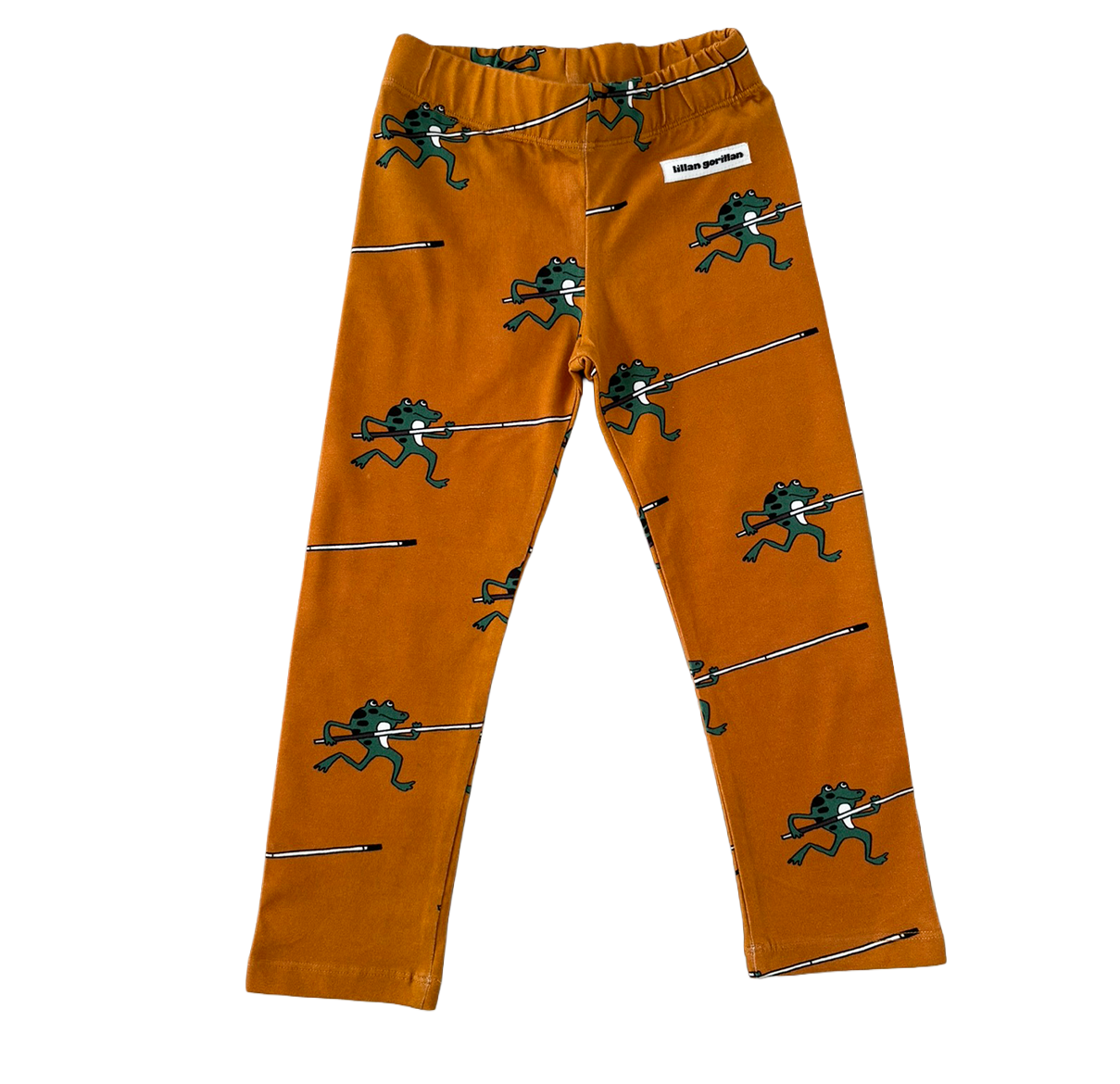 Orange leggings with frog print